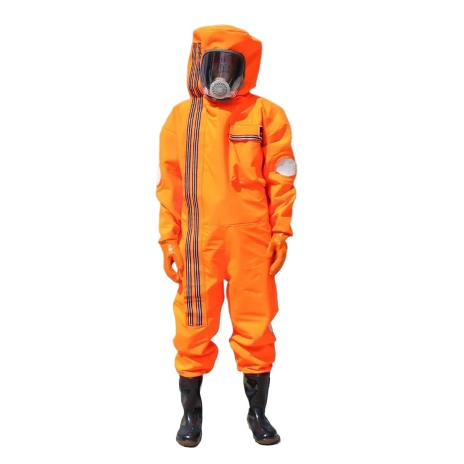 Wespenschutzkleidung, verdickter kompletter Satz atmungsaktiver Bienenfang-Antihornenanzug mit Ventilator, Imkerausrüstung für Bienenfarmen(Orange,XL)