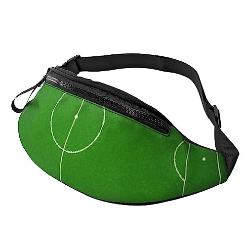 HSJFS Runner Bull Skull Printed Sports Crossbody Waist Bag Casual Chest Bag, Green Grass Field Fußball Spielplatz der Ball, Einheitsgröße