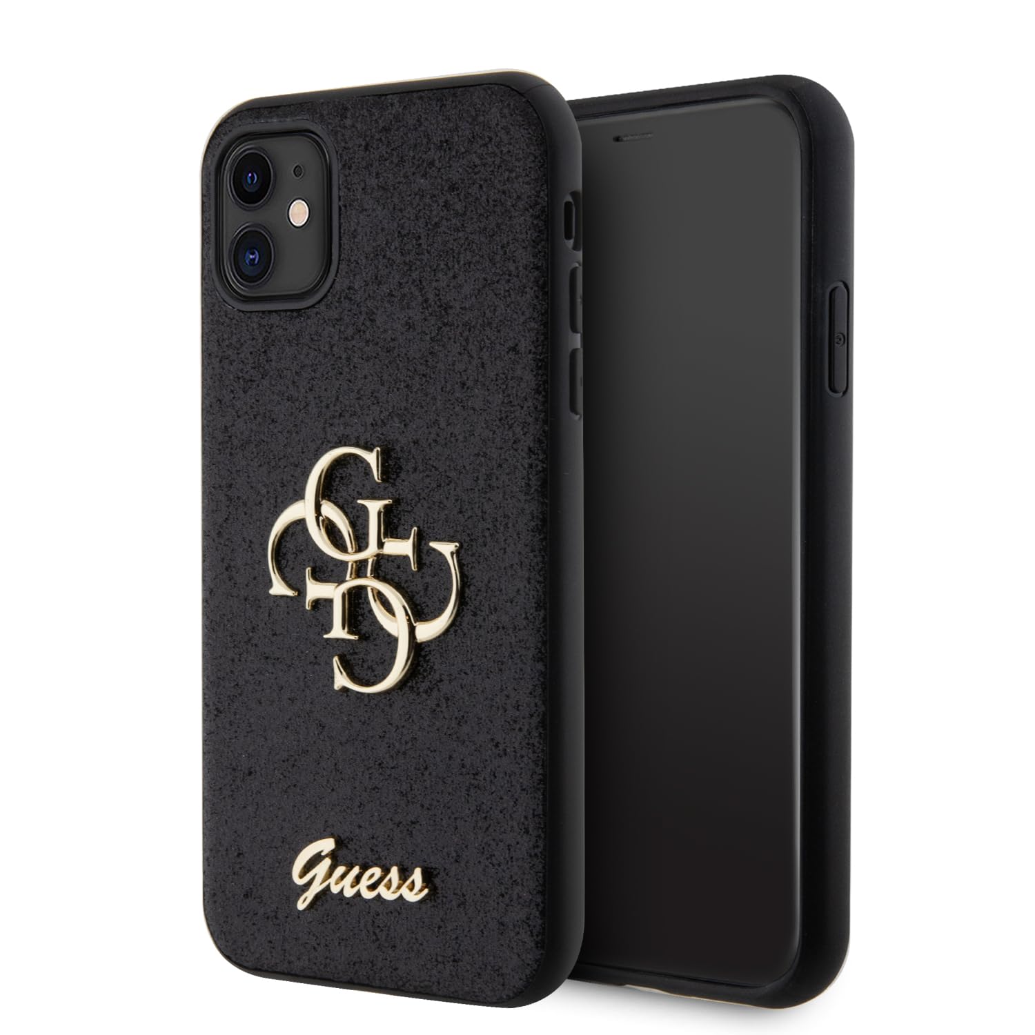 Guess GUHCN61HG4SGK Hülle für iPhone 11 / Xr 6.1" Schwarz hardcase Glitter Script Big 4G