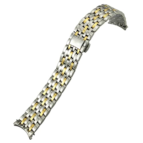 YIHANSS 20 mm, 16 mm, 19 mm, Edelstahl-Armband, Ersatz für Omega De Ville Prestige Orbis Edition, Uhrenarmband, Metall, glänzend, Armband (Farbe: Golden, Größe: 20 mm)