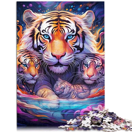 Puzzles Geschenk Psychedelischer Tiertiger 1000-teiliges Puzzle Lernspiele Holzpuzzle Schwierige, Schwere Puzzles für Frauen und Männer 1000 Teile (50 x 75 cm)