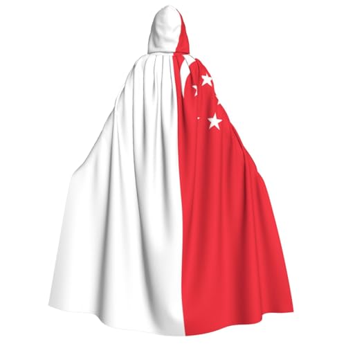 WURTON Singapur-Flagge, Unisex, Kapuzenumhang, Kostüm, für Damen und Herren, Vampir, Halloween, Cosplay, Karneval, Mottoparty