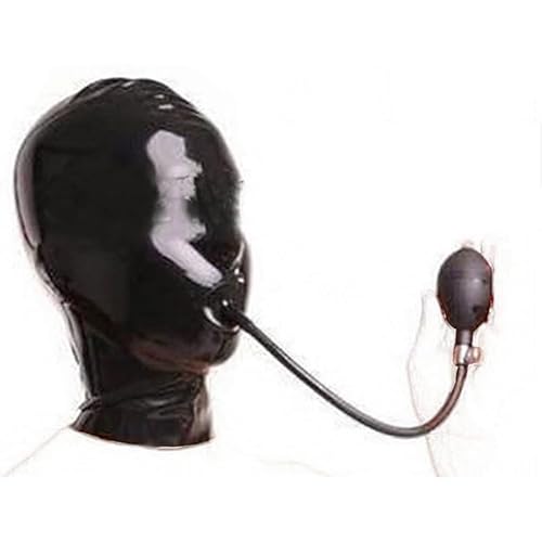 MAUXpIAO SM Latex Knebel Aufblasbarer Latex PlugSM Latex Maske Gummi Fetisch Komplette Erotische Einschränkungen Bondage Maske spitze/A/A