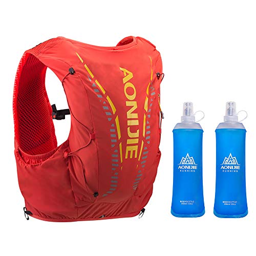 AONIJIE 12L Running Vest Pack Trinkrucksack mit 450ml weicher Wasserflasche Herren Damen Outdoor Sporttasche (Orange, M/L)