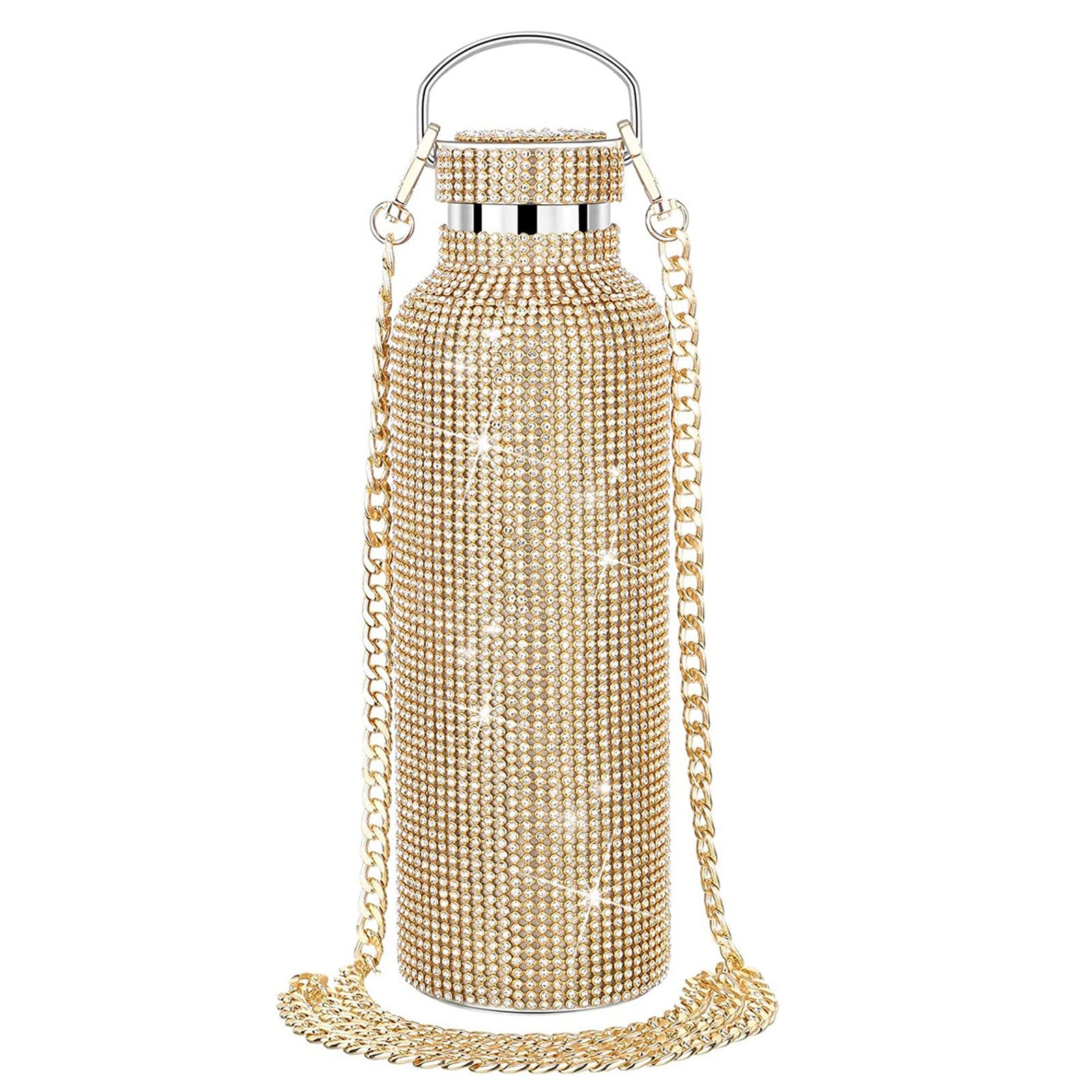 Leichte Mit Strasssteinen Und Diamanten Verzierte Isolierflasche Mit Bling Strasssteinen Trinkflasche Für Frauen Und Mädchen