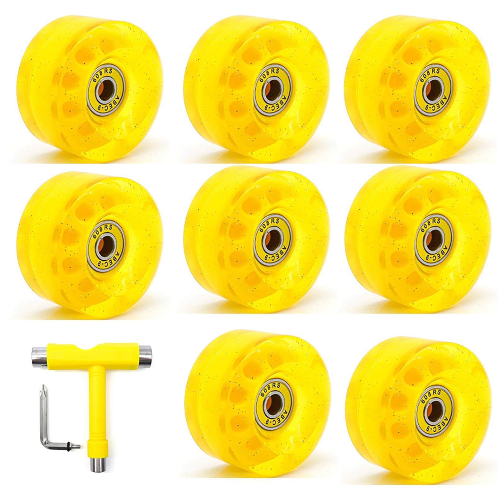 BFVAKBKYT Rollschuh-Räder, Ersatz-Skateboard-Rollen, 82A Roller Rollschuh(Yellow)