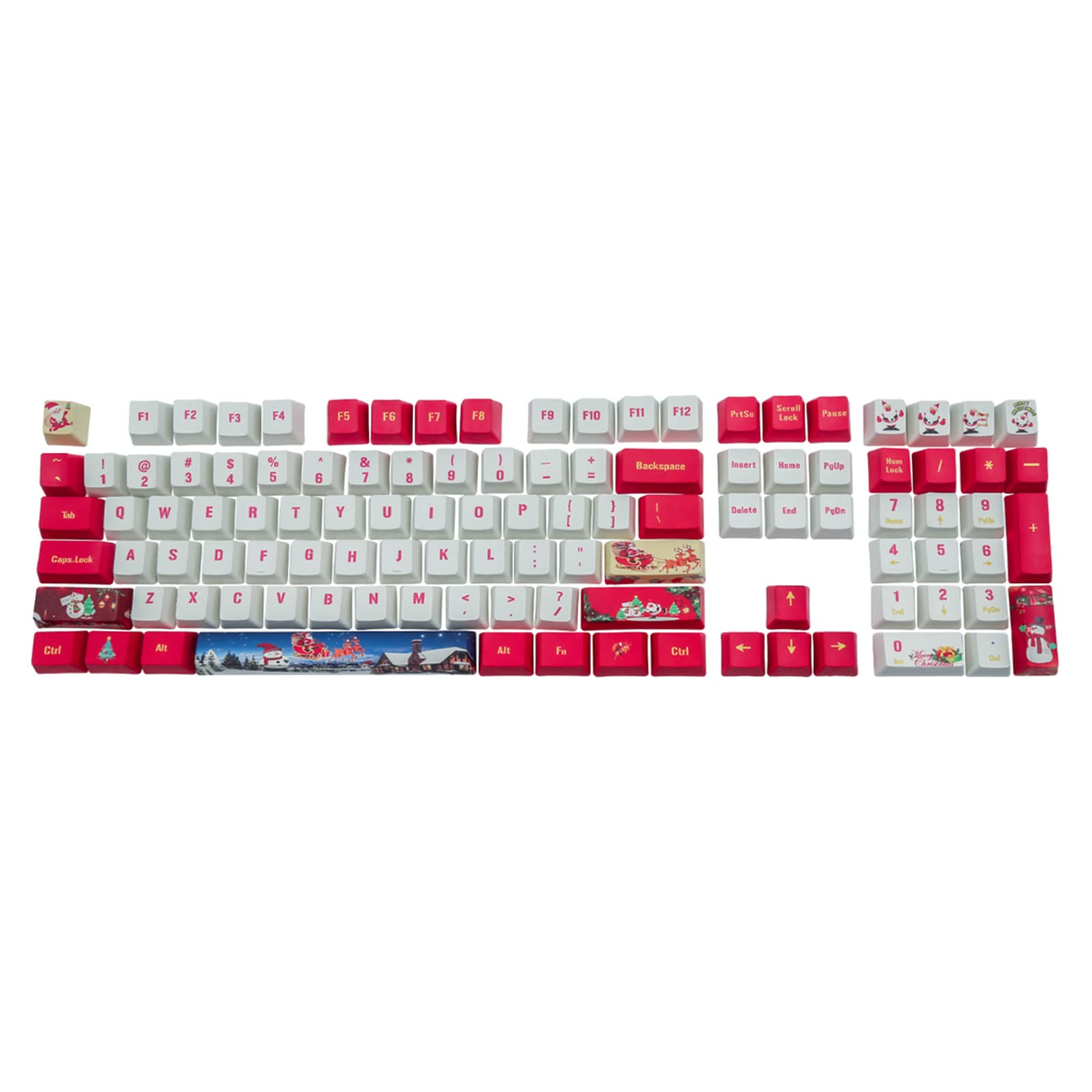 PBT-Tastenkappen, 108 Tasten, Weihnachtsmotiv, Sublimation, OEM-Tastenkappe, mechanische Tastatur, ForCherry MX-Schalter, personalisierte Dye-Sub-Tastenkappen, Weihnachtsthema