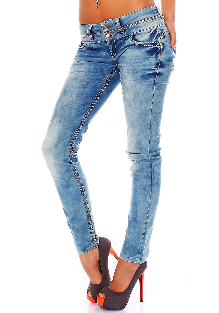 Cipo & Baxx Damen Jeans Hose slim fit, JEANS HELLBLAU, 28W / 32L