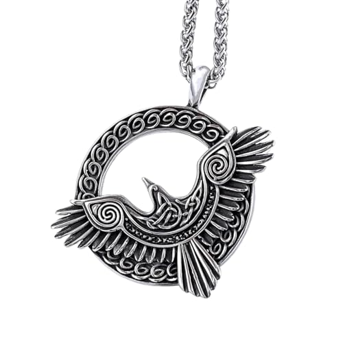 GZHENGZG Herren Halsketten und Damenschmuck Vintage Nordic Rune Wikinger Adler Anhänger Halskette für Männer, Hip Hop Mode Charme, Punk Accessoires, Schmuck Geschenk, Geschenk