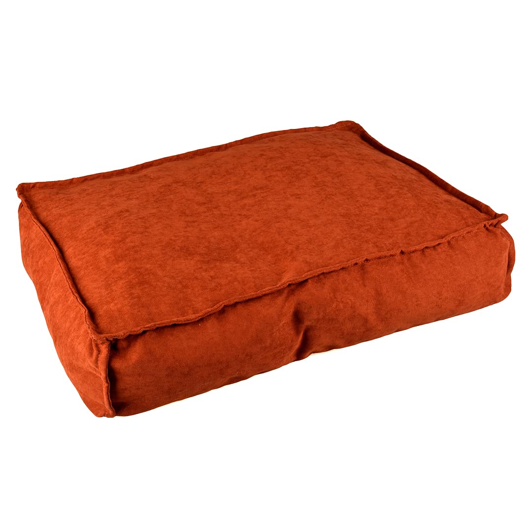 Duvoplus, Rechteckiges Kissen Velvet Copper S – 56 x 40 x 13 cm, rot, umweltfreundlich, Füllung 100% recycelt, Rutschfester Boden, bequemer und warmer Schlafplatz für Hunde