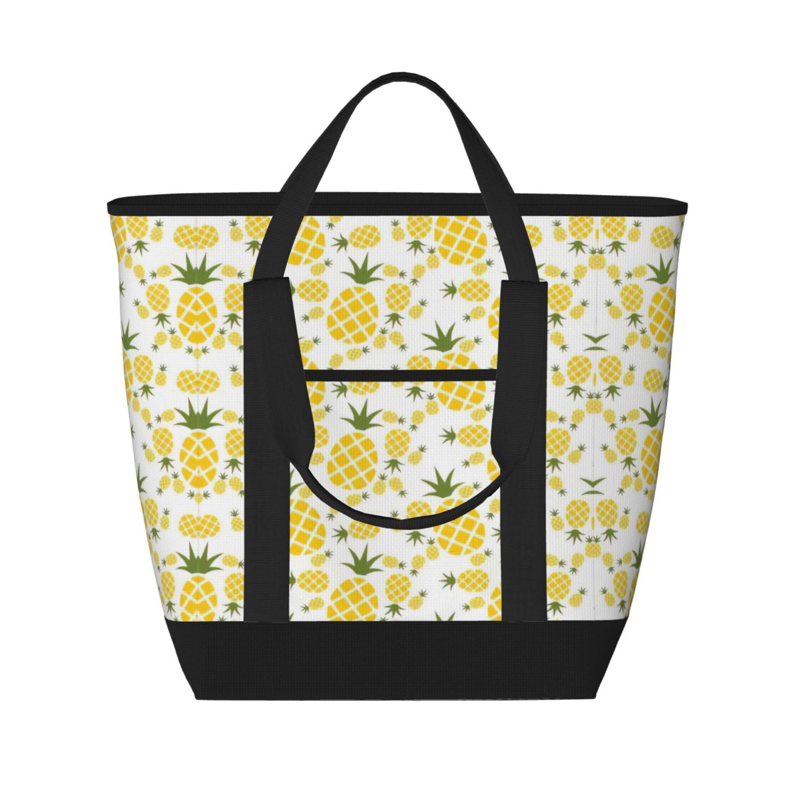 YQxwJL Pineapple.. Bedruckte große Kapazität, isolierte Lunchtasche, wiederverwendbare Einkaufstasche mit Reißverschluss für Damen und Herren