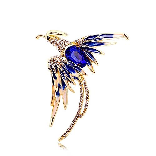 Brosche Trendy Weibliche Kristall Phoenix Brosche Exquisite Luxus Frauen Mode Vogel Broschen Weibliche Elegante Temperament Corsage Zubehör (Color : Blue)