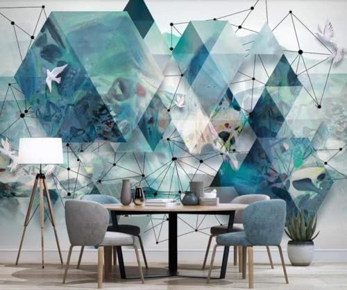 Geometrische Abstraktion Vögel 3D Tapete Poster Restaurant Schlafzimmer Wohnzimmer Sofa TV Dekorative Wand-400cm×280cm