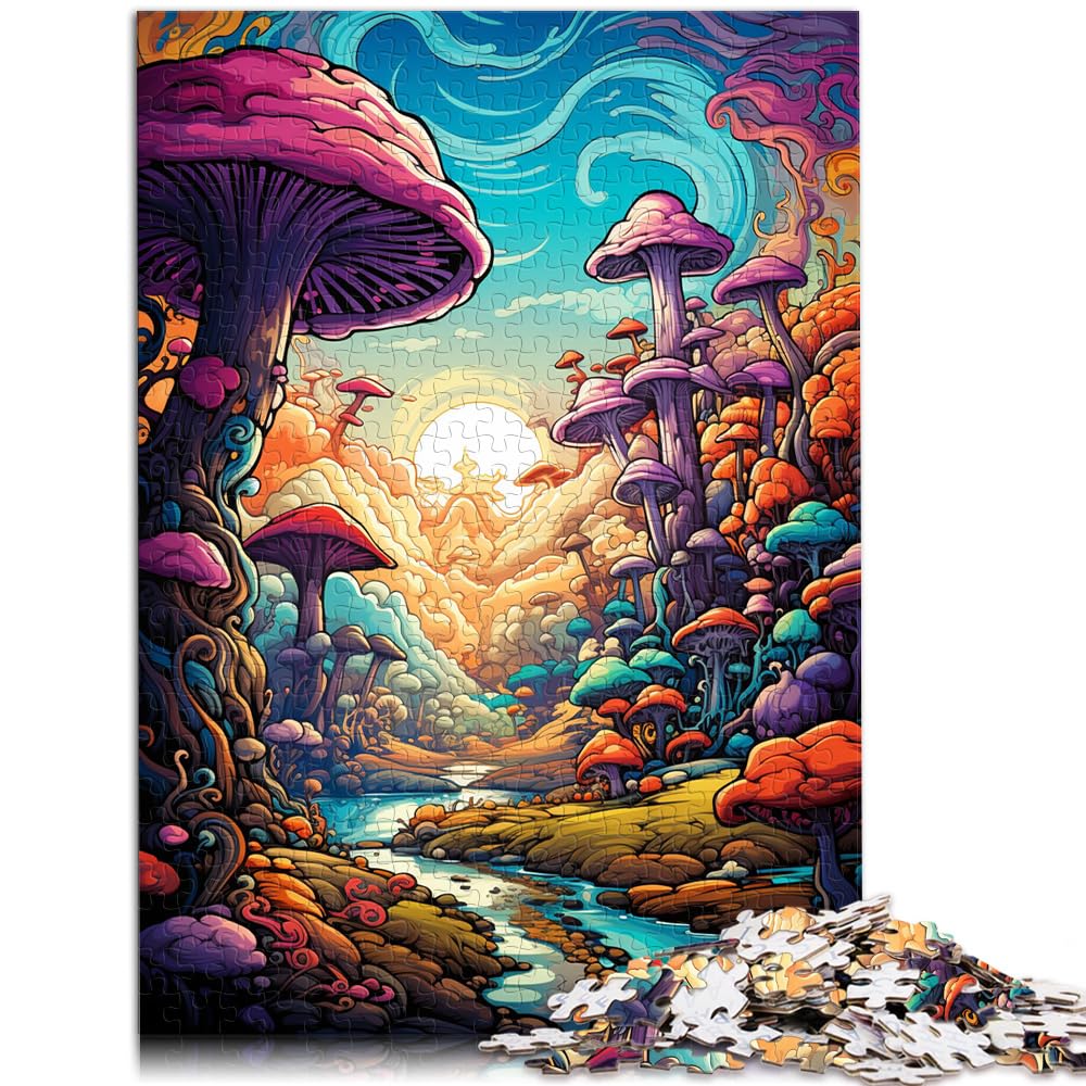 Puzzle-Spiele, farbenfrohe Fantasie-Pilzstadt, 1000 Teile Puzzle, Holzpuzzle, schwierige und schwere Puzzles für Frauen und Männer, 1000 Teile (50 x 75 cm)