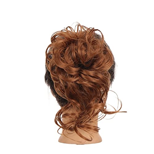 Bun Haarteile Dutt-Haargummis mit elastischem Band, Chignon, Pferdeschwanz, Hochsteckfrisur, Haarteile for Frauen und Mädchen, synthetische Haarteile, flauschiges, zerzaustes, welliges Haar Brötchen-H