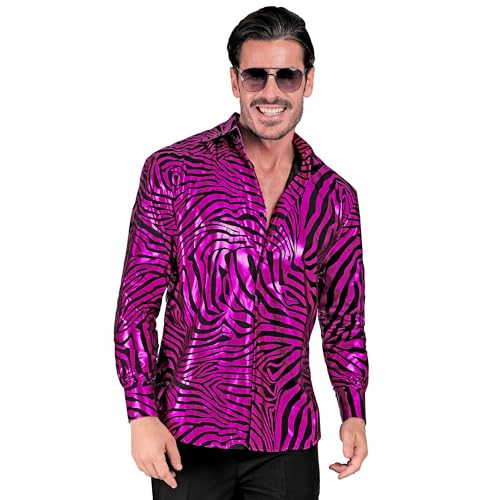 W WIDMANN MILANO Party Fashion - Party Fashion Hemd, Zebra Muster, Animal Print, Tierkostüm, Showmen, 80er Jahre, Disco Fever