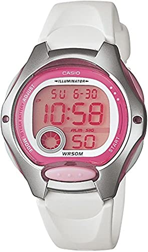 Casio LW-200-7AVDF Damen-Armbanduhr, Quarz, digital, Alarm, Stoppuhr, Beleuchtung, Armband aus Gummi, Weiß