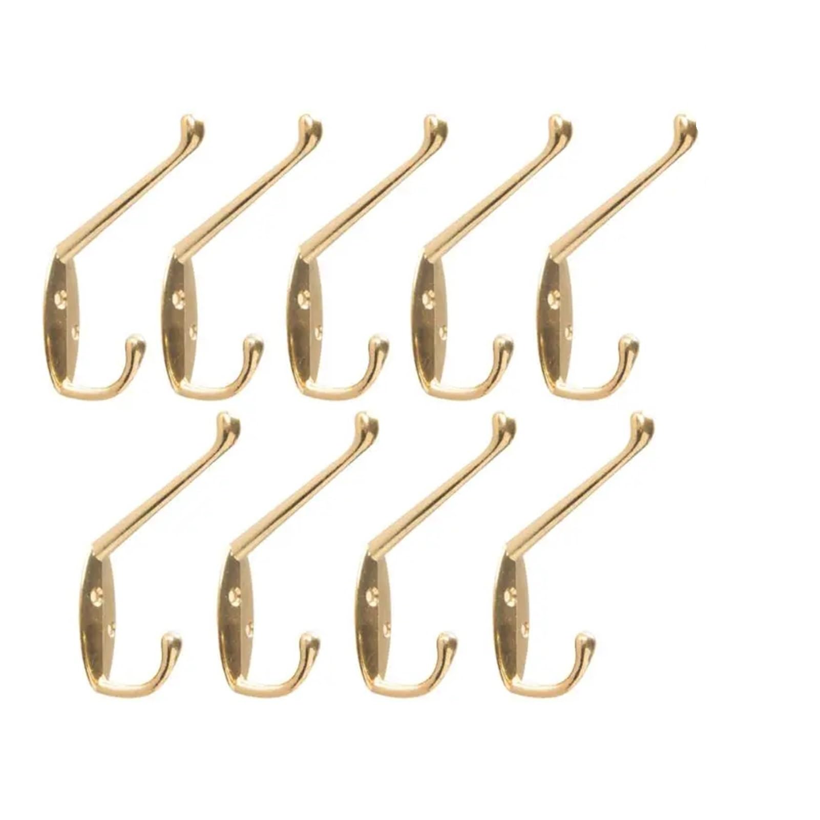 AQXYYWEI 9er-Pack Kleiderhaken, Wandhaken, robuste Wandmontage for Hutbeschläge, Retro-Kleiderbügel mit zwei Zinken(Gold)