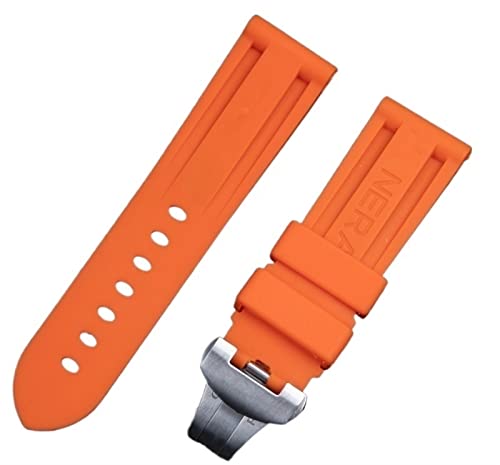 NEYENS Uhrenarmband für Panerai-Armband, 24 mm, weiches Gummi, Schmetterlingsschnalle, für PAM111/441/389, Uhrenarmband, Zubehör, 24mm Folding Buckle, Achat