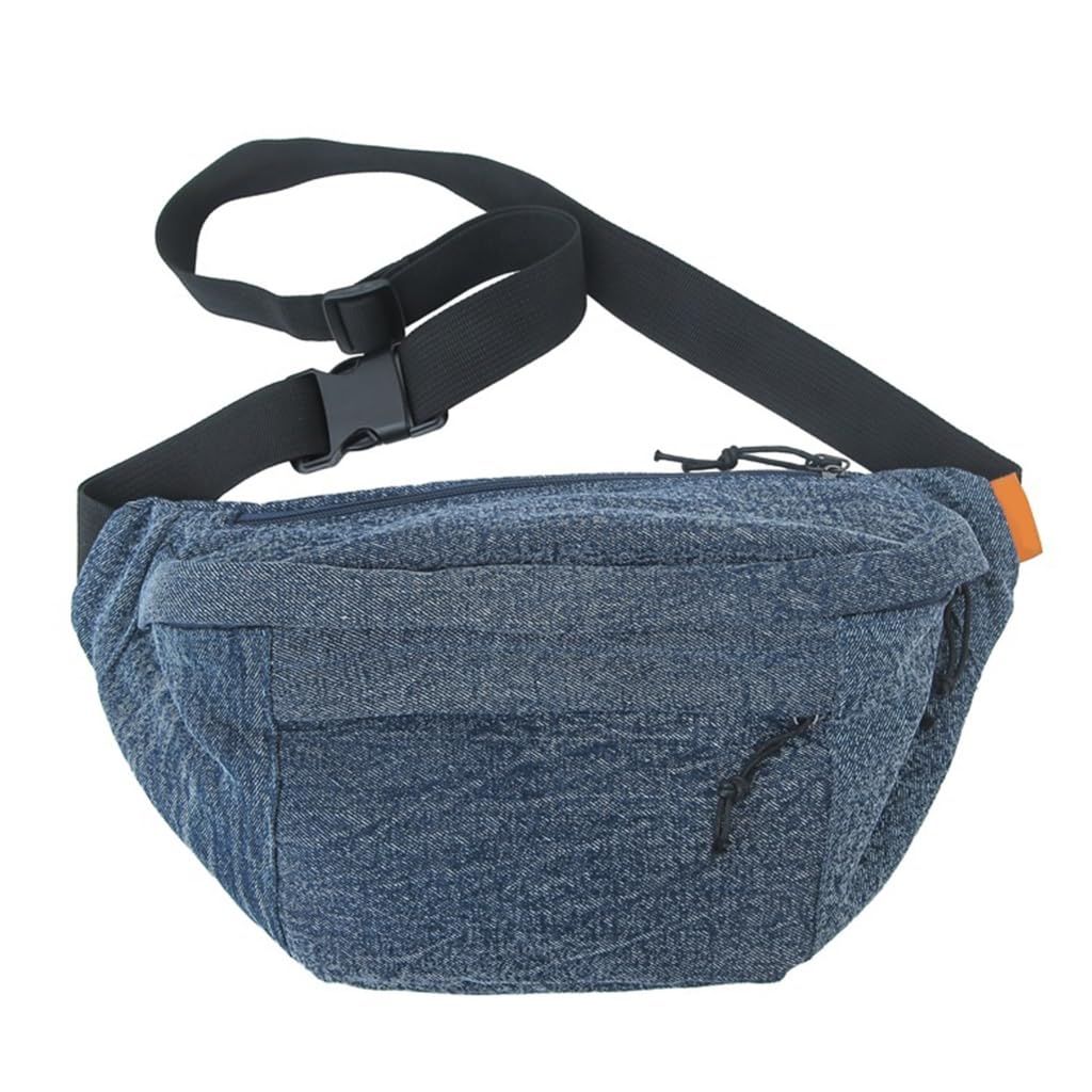 Denims Umhängetasche für Damen und Herren, große Kapazität, Bauchtasche, Geldbörse, Outdoor-Sport, Reißverschluss, Jeans-Brusttasche, dunkelblau