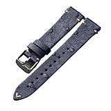 DOBRVVGT CAREG Ultradünnes Straußenlederarmband 18 19 20 21 22 mm marineblaues Vintage-Echtlederarmband, weiches und ultradünnes Herrenarmband Durable (Color : Astyle silver buckle, Size : 19mm)