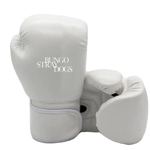 RYNDEX Bun-go STR-ay Dogs Box Handschuhe, Boxing Gloves Kampfsport, Thai Boxhandschuhe Damen und Herren für Muay Thai, Stabilität(White,8OZ)