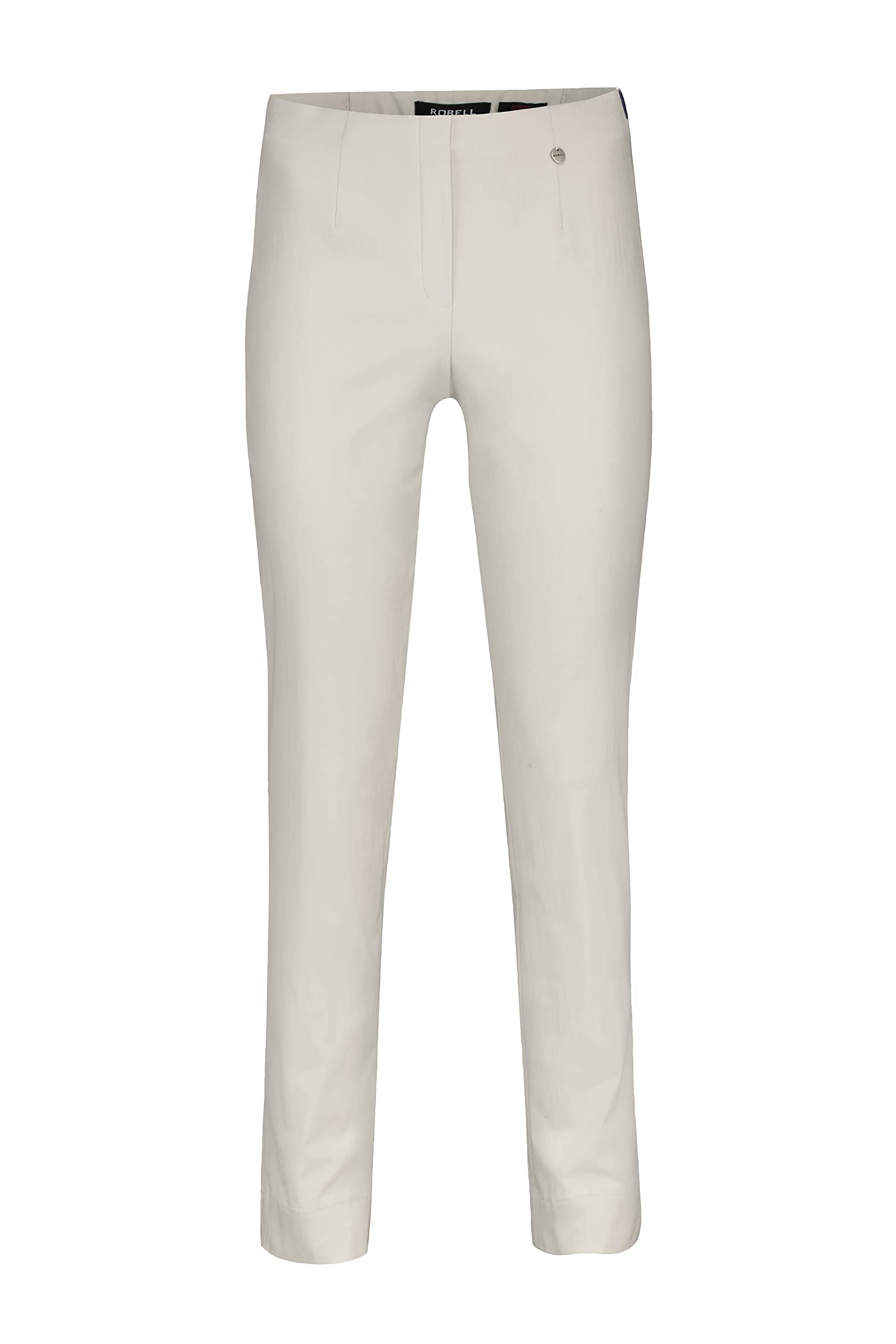 Robell Style Marie - Stoffhose Damen high Waist - Damenhose Power Stretch - Bengaline Stoff Hose mit Schlitz am Saum - Bitte eine Größe Kleiner bestellen - Creme, 52