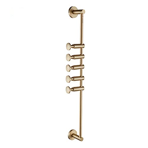 WEII Garderobe Massiv Messing Kleiderständer Wandbehang Dekoration Wohnzimmer Schlafzimmer Drehbar Einstellbar Kleiderbügel Handtuchhalter (Gold,5 Hooks)