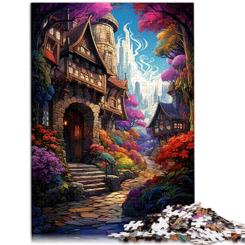 Puzzles für Erwachsene, farbenfrohes Fantasiedorf, Holzpuzzle mit 1000 Teilen, anspruchsvoll, aber unterhaltsam und humorvoll, 1000 Teile (50 x 75 cm)