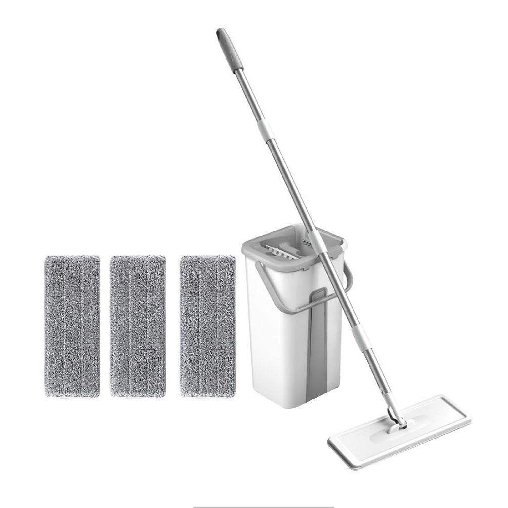 Squeeze Mop Mit Eimer Waschbar Mikrofaser Pad Haushalt Bodenreiniger Mop Squeeze Reinigung Mop Set Für Nass Und Trocken Verwenden Bodenreiniger Für Wand Küche Home- Reinigung