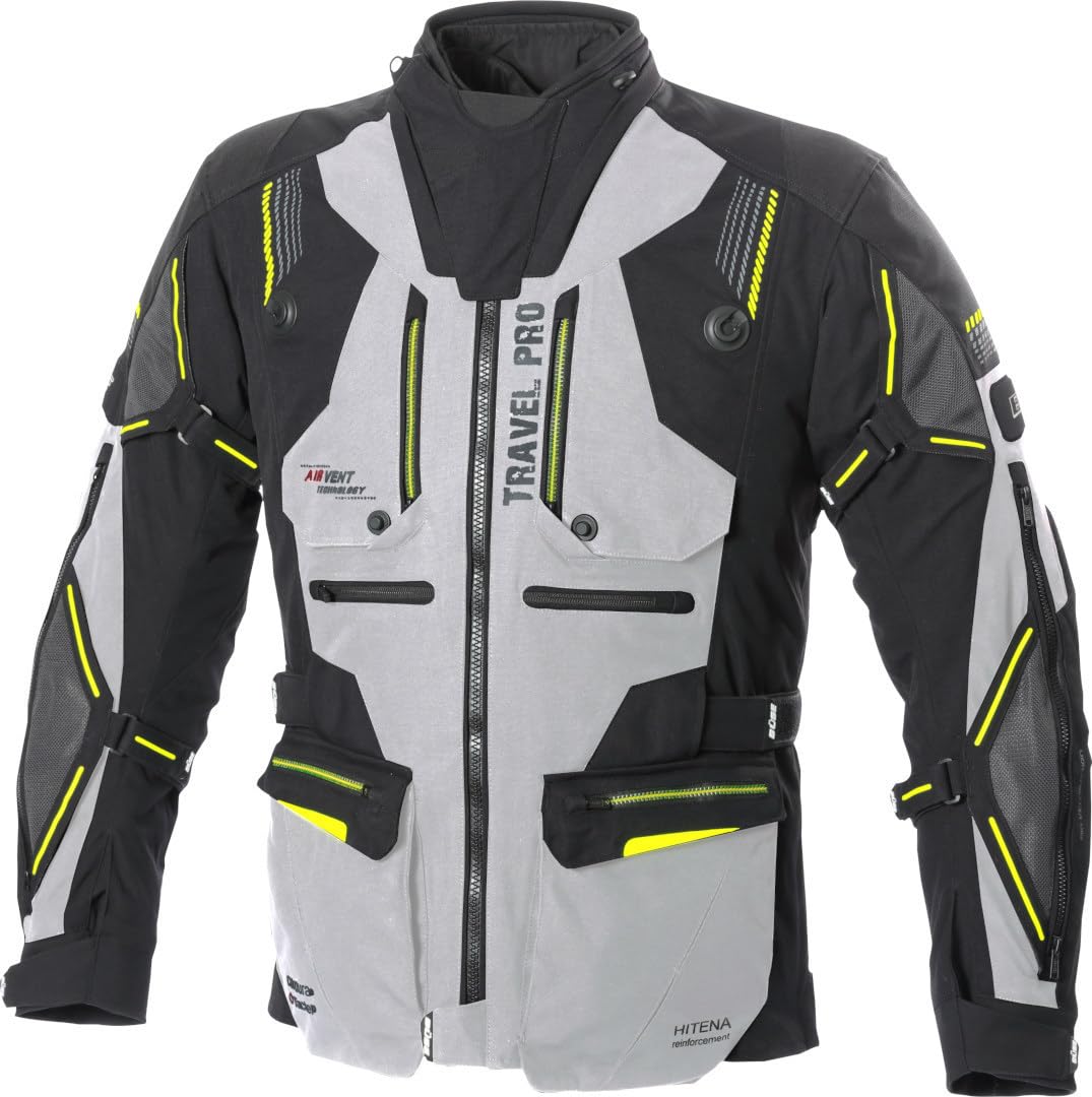 Büse Travel Pro Motorrad Textiljacke, hellgrau/schwarz, 54