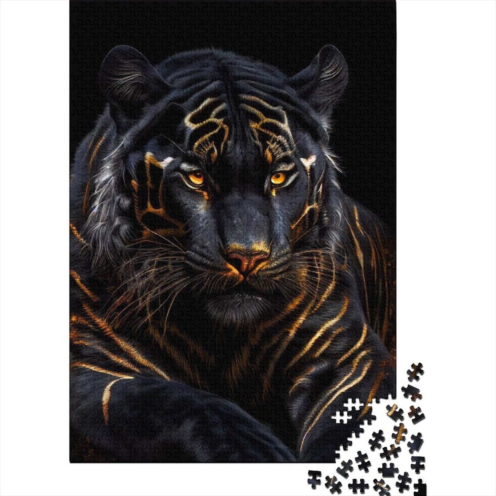 Gold Tigers Puzzle 1000 Teile für Erwachsene, Holzpuzzle, Puzzle für Erwachsene und Teenager, nachhaltiges Puzzle für Erwachsene (Größe: 75x50cm)