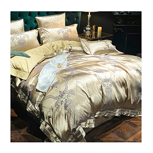 YIHANSS Leichte Luxusbettwäsche, vierteiliges Set, Baumwolle, Bettwäsche aus Reiner Baumwolle und Satin-Jacquard, luxuriöses High-End-Bettlakenset (Farbe: B, Größe: 1,8 m) (A 2,0 m)