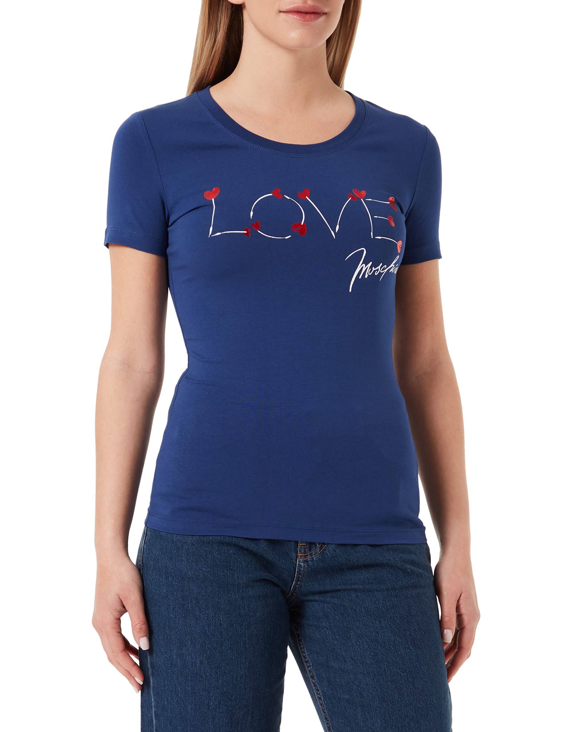 Love Moschino Womens Tight Fitting T-Shirt, Blue, 42