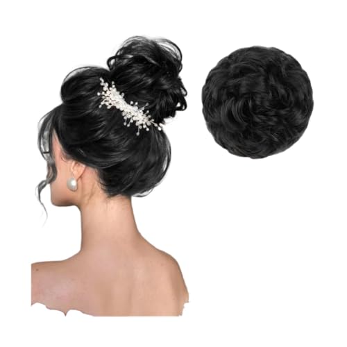 Brötchen Haarteil Synthetischer Haarknoten, Clip-in-Chignon-Haarteil, lockiges, unordentliches Haar, Pferdeschwanz-Haarverlängerungen, Scrunchie-Haarteile for Frauen Brötchen Haarteil(Natural Color)