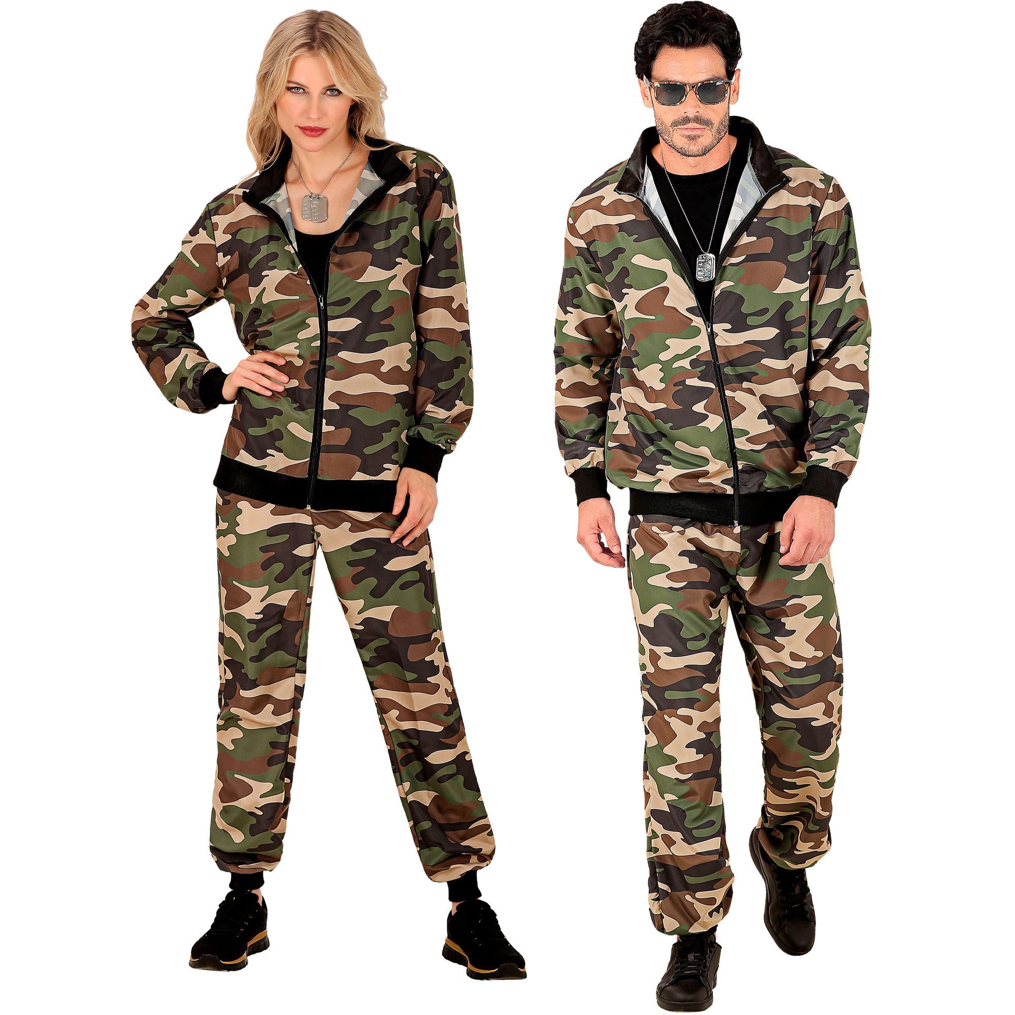 W WIDMANN MILANO Party Fashion - Kostüm Trainingsanzug, camouflage, Bundeswehr, Militär, Army, Soldat, 80er Jahre Outfit, Jogginganzug, Bad Taste Outfit