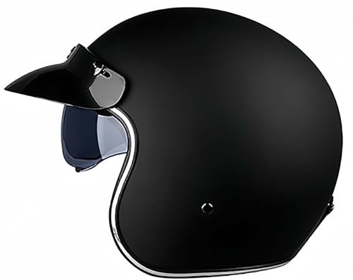 Retro-Halbhelm Mit Offenem Gesicht Und Visier, 3/4-Jethelm Leichter Motorradhelm Für Männer Und Frauen, ECE-Geprüfter Halbhelm Für Erwachsene D,L57-58CM