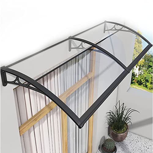 Markisenüberdachung für Terrassenveranda, Türüberdachung, Markise, Fenster-Regenschutz, Außenüberdachung, Gartenüberdachung, Terrasse, Vordertür, Veranda mit schwarzer Halterung aus Aluminiu