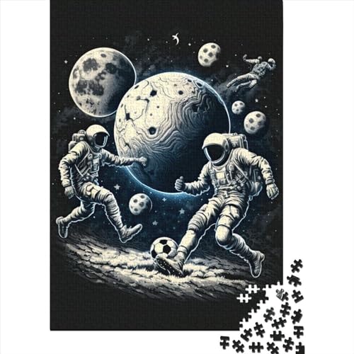 Astronaut spielt Fußball für Erwachsene, 1000-teiliges Puzzle, 1000-teiliges Puzzle für Erwachsene Teenager, Weihnachtswunschliste mit Weihnachtsmann, 75 x 50 cm