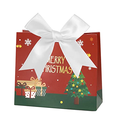 Weihnachtsgeschenkbox Papiergeschenktüten Verpackungstüten Gastgeschenke Boxen Kekse Leckereien Süßigkeitstüte Heimdekoration-Typ I, 100 Stück, 11,5 x 4,5 x 10 cm