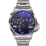 STORM London AVALONIC Lazer Blue, Herrenarmbanduhr, 5 bar Wasserdicht, Edelstahlgehäuse, Dual-Time, Datumsfunktion