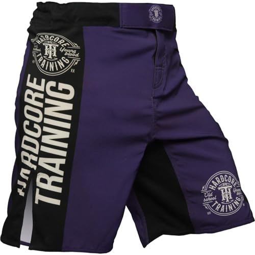 Hardcore Training Shorts Recruit Men's Schwarz Grün Rot Lila Blau Kurze Hose Herren Boxen Kampfsport BJJ Grappling MMA (Blue, l)