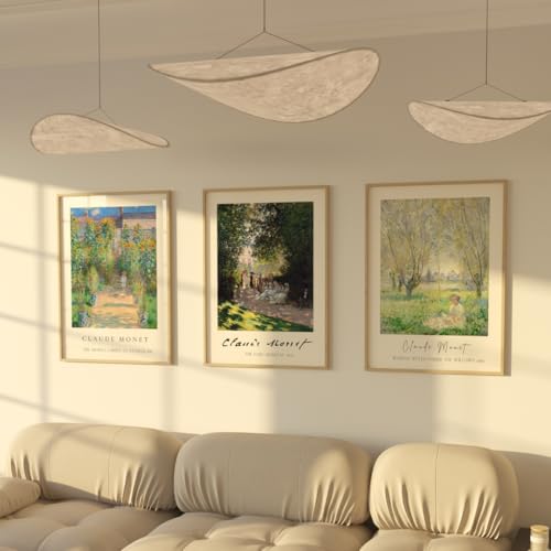 ZoeyAustin® 3 Doppelseitiges Kunstdruck Poster Set, DIN A3 (30cm x 42cm), Stilvolles Wandposter, 6 Wandbilder, Beidseitige Bilder (Monet, Ohne Rahmen - DIN A3)