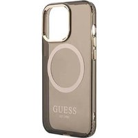 GUESS Hard Cover Gold Outline Translucent MagSafe Black, for Apple iPhone 13 Pro, GUHMP13LHTCMK (GUHMP13LHTCMK)