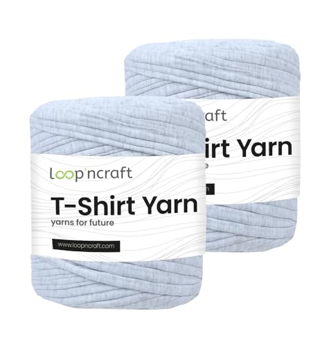 Textilgarn 2er-Set, Steingrau, Loopncraft, 2 X 750g, T-Shirt Yarn, Recyling Garn