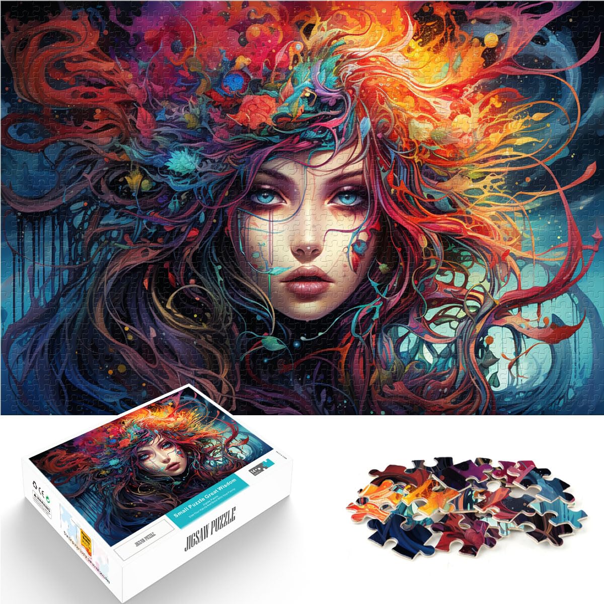 Spielgeschenk Puzzle Buntes Mädchengemälde Puzzle 1000 Teile Holzpuzzle Spielzeug Puzzle Lernspiele Stressabbau Puzzle 1000 Teile (50x75cm)