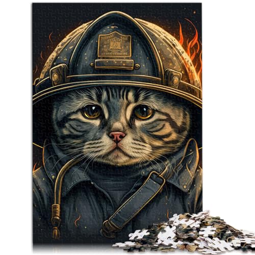 Puzzle als Geschenk, Katze, Feuerwehrmann, 1000 Teile, für Erwachsene. Das Holzpuzzle ganze Familie und dieses 1000-teilige (50 x 75 cm)