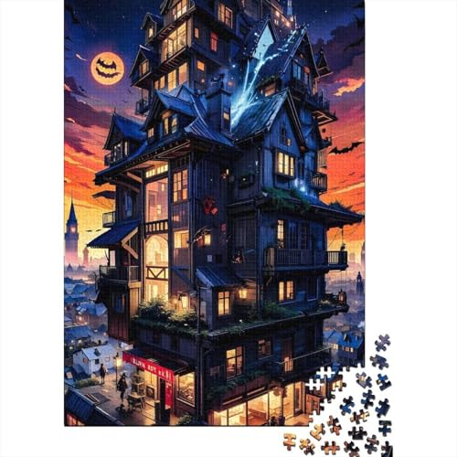 Halloween-Karnevalstag-Kunstpuzzle für Erwachsene 1000 Teile Holzpuzzle für Erwachsene Spielspielzeug für Erwachsene Familienpuzzle Geschenk 29,53x19,69 Zoll