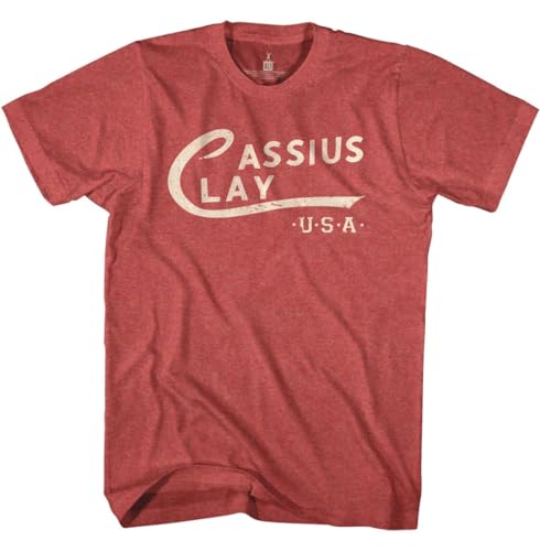 Muhammad Ali Cassius Clay Logo Gray Heather T-Shirt für Erwachsene, rot, Mittel