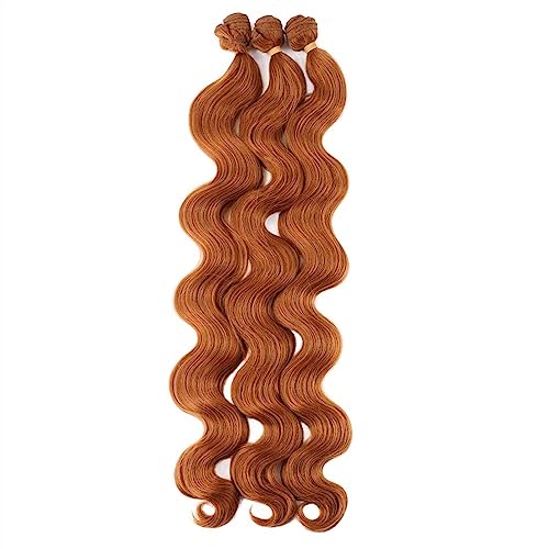 Human Hair Bundles 26 Zoll lange gewellte Haarbündel aus synthetischem, hitzebeständigem, schwarzbraunem, blondem Haar, Webverlängerung human hair weave(Color:Copper brown)